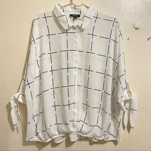 Alfani White Button Up Flowy Lightweight Blouse